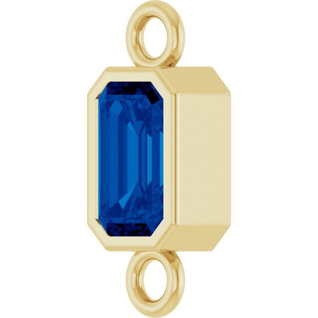 Lab-Grown Blue Sapphire Bezel-Set Link, 4.17 mm x 10.61 mm
