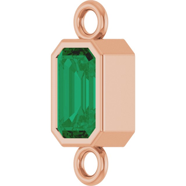Lab-Grown Emerald Bezel-Set Link, 4.17 mm x 10.61 mm