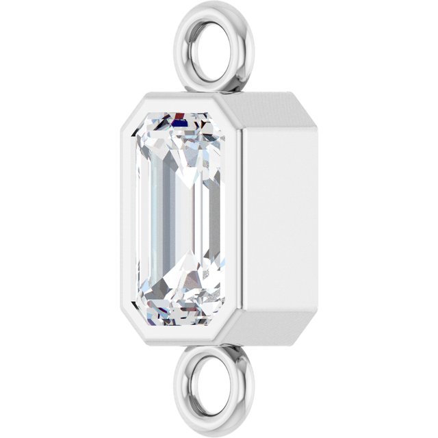 Natural White Sapphire Bezel-Set Link, 4.17 mm x 10.61 mm