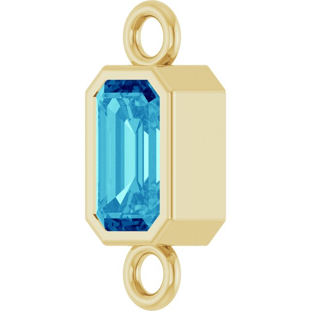 Natural Blue Zircon Bezel-Set Link, 4.17 mm x 10.61 mm