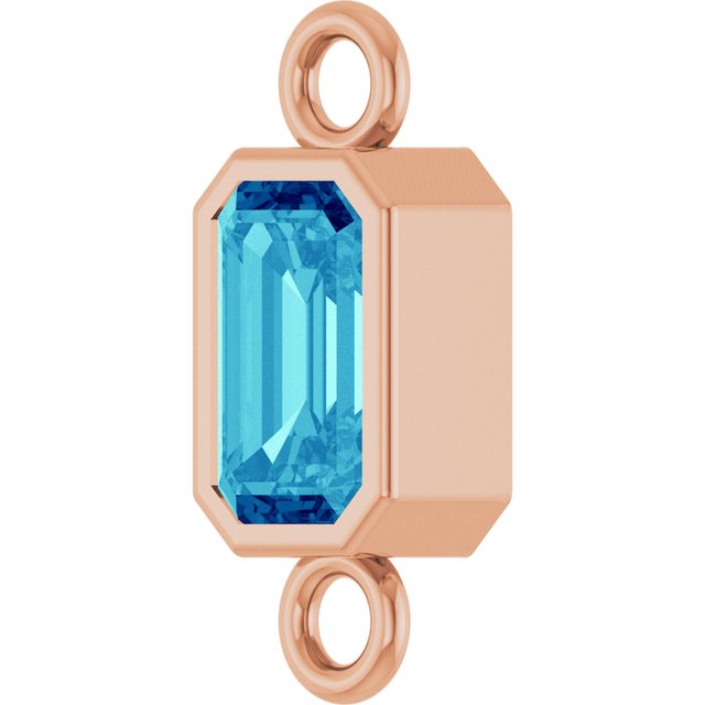 Natural Blue Zircon Bezel-Set Link, 4.17 mm x 10.61 mm