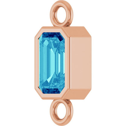 Natural Blue Zircon Bezel-Set Link, 4.17 mm x 10.61 mm