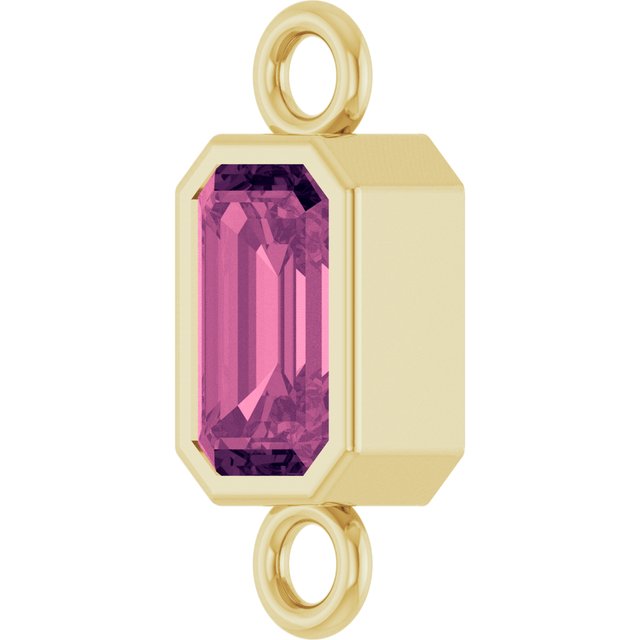 Natural Pink Tourmaline Bezel-Set Link, 4.17 mm x 10.61 mm