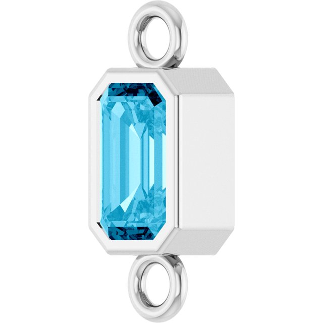 Natural Aquamarine Bezel-Set Link, 4.17 mm x 10.61 mm
