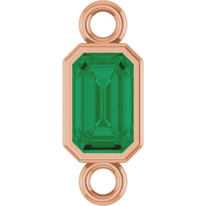 Natural Emerald Bezel-Set Link, 4.17 mm x 10.61 mm