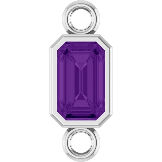 Natural Amethyst Bezel-Set Link, 4.17 mm x 10.61 mm