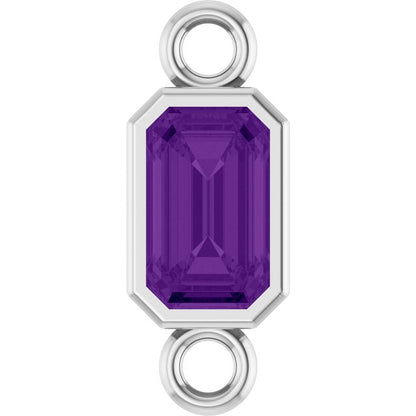 Natural Amethyst Bezel-Set Link, 4.17 mm x 10.61 mm