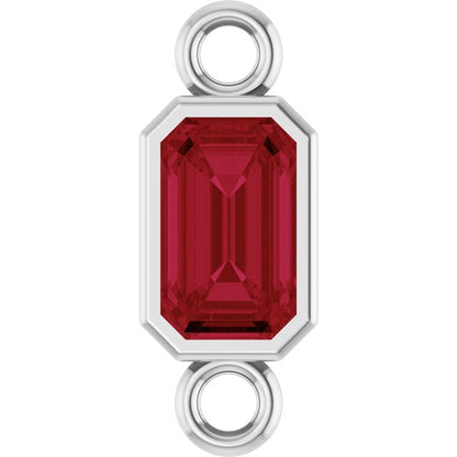 Lab-Grown Ruby Bezel-Set Link, 4.17 mm x 10.61 mm