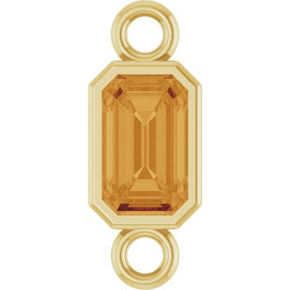Natural Citrine Bezel-Set Link, 4.17 mm x 10.61 mm