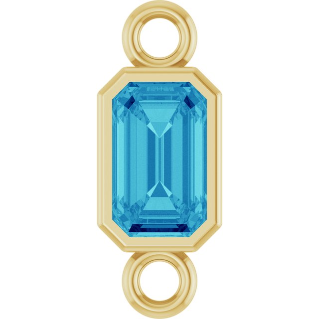 Natural Blue Zircon Bezel-Set Link, 4.17 mm x 10.61 mm