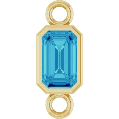 Natural Blue Zircon Bezel-Set Link, 4.17 mm x 10.61 mm