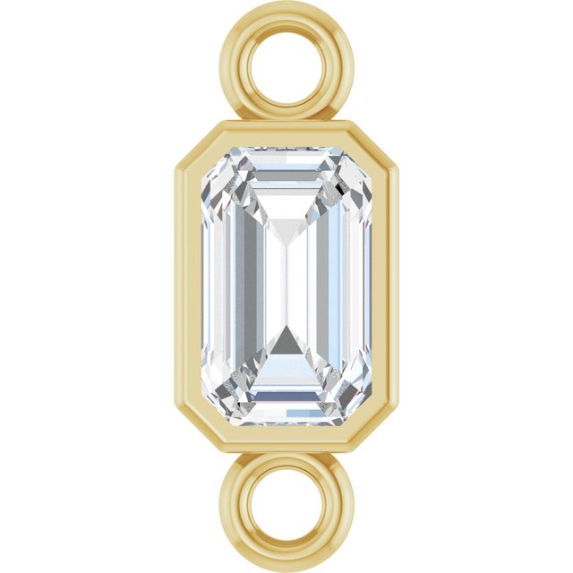 Natural White Sapphire Bezel-Set Link, 4.17 mm x 10.61 mm