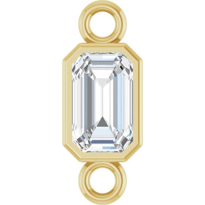 Natural White Sapphire Bezel-Set Link, 4.17 mm x 10.61 mm