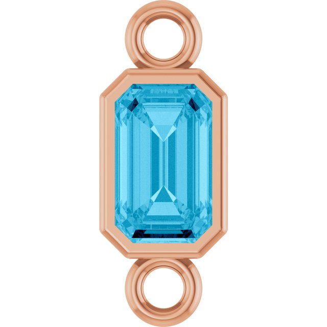 Natural Aquamarine Bezel-Set Link, 4.17 mm x 10.61 mm
