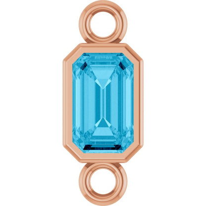 Natural Aquamarine Bezel-Set Link, 4.17 mm x 10.61 mm