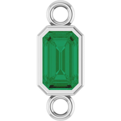 Lab-Grown Emerald Bezel-Set Link, 4.17 mm x 10.61 mm