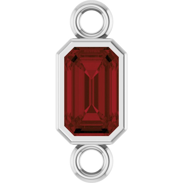 Natural Mozambique Garnet Bezel-Set Link, 4.17 mm x 10.61 mm