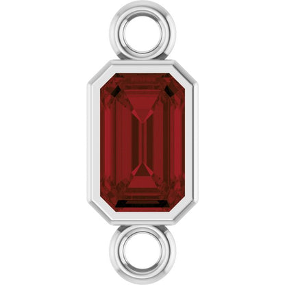 Natural Mozambique Garnet Bezel-Set Link, 4.17 mm x 10.61 mm