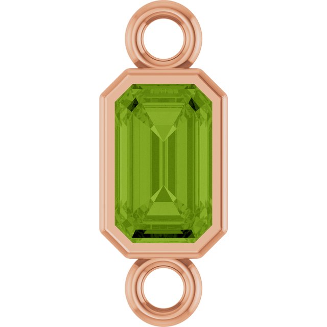 Natural Peridot Bezel-Set Link, 4.17 mm x 10.61 mm
