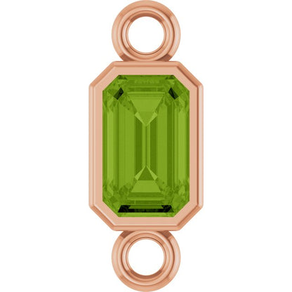 Natural Peridot Bezel-Set Link, 4.17 mm x 10.61 mm