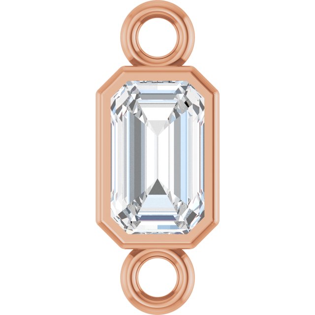 Natural White Sapphire Bezel-Set Link, 4.17 mm x 10.61 mm
