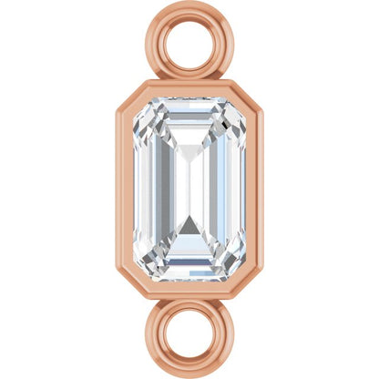 Natural White Sapphire Bezel-Set Link, 4.17 mm x 10.61 mm