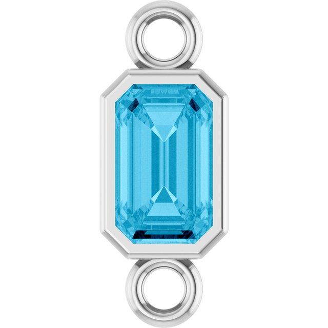 Natural Aquamarine Bezel-Set Link, 4.17 mm x 10.61 mm
