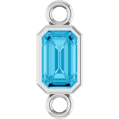 Natural Aquamarine Bezel-Set Link, 4.17 mm x 10.61 mm