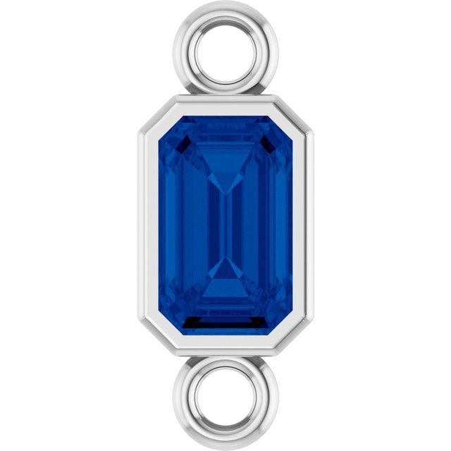 Lab-Grown Blue Sapphire Bezel-Set Link, 4.17 mm x 10.61 mm