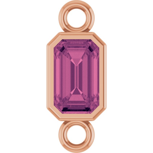 Natural Pink Tourmaline Bezel-Set Link, 4.17 mm x 10.61 mm