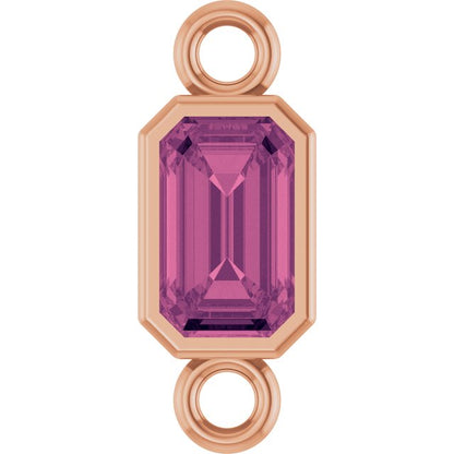 Natural Pink Tourmaline Bezel-Set Link, 4.17 mm x 10.61 mm
