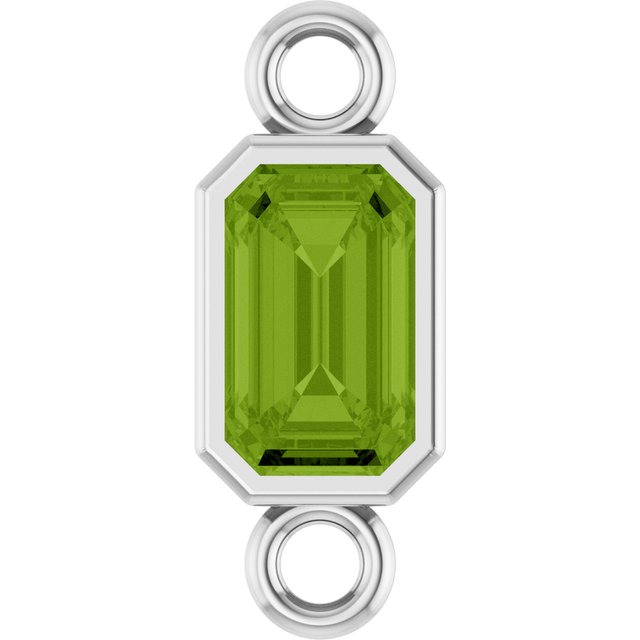 Natural Peridot Bezel-Set Link, 4.17 mm x 10.61 mm