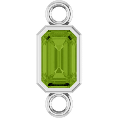 Natural Peridot Bezel-Set Link, 4.17 mm x 10.61 mm