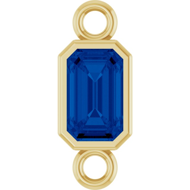 Lab-Grown Blue Sapphire Bezel-Set Link, 4.17 mm x 10.61 mm