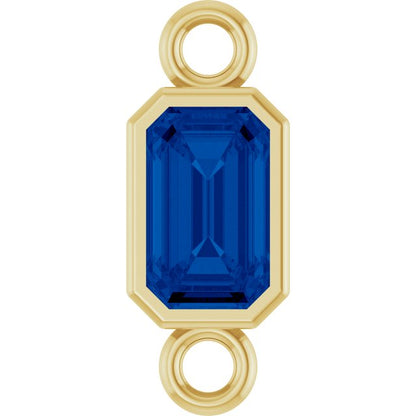 Lab-Grown Blue Sapphire Bezel-Set Link, 4.17 mm x 10.61 mm