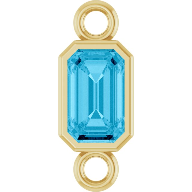 Natural Aquamarine Bezel-Set Link, 4.17 mm x 10.61 mm