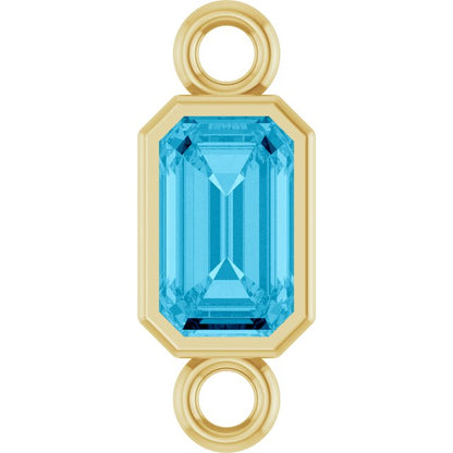 Natural Aquamarine Bezel-Set Link, 4.17 mm x 10.61 mm