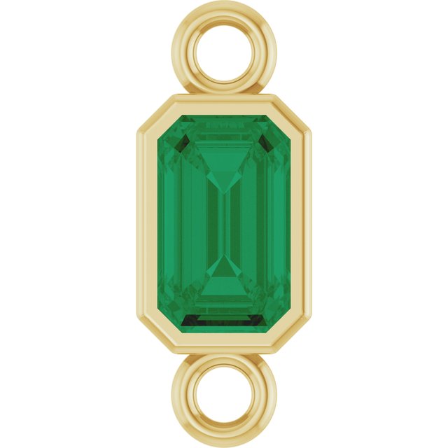 Lab-Grown Emerald Bezel-Set Link, 4.17 mm x 10.61 mm