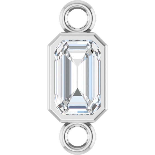 Natural White Sapphire Bezel-Set Link, 4.17 mm x 10.61 mm