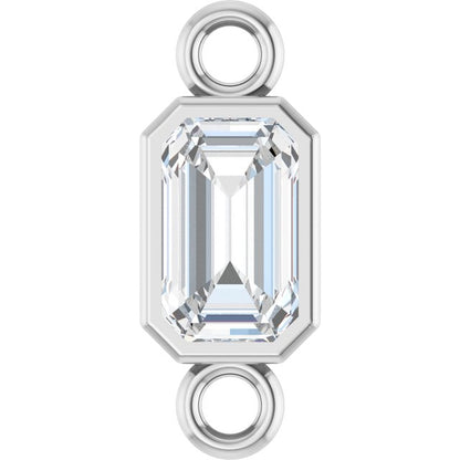 Natural White Sapphire Bezel-Set Link, 4.17 mm x 10.61 mm