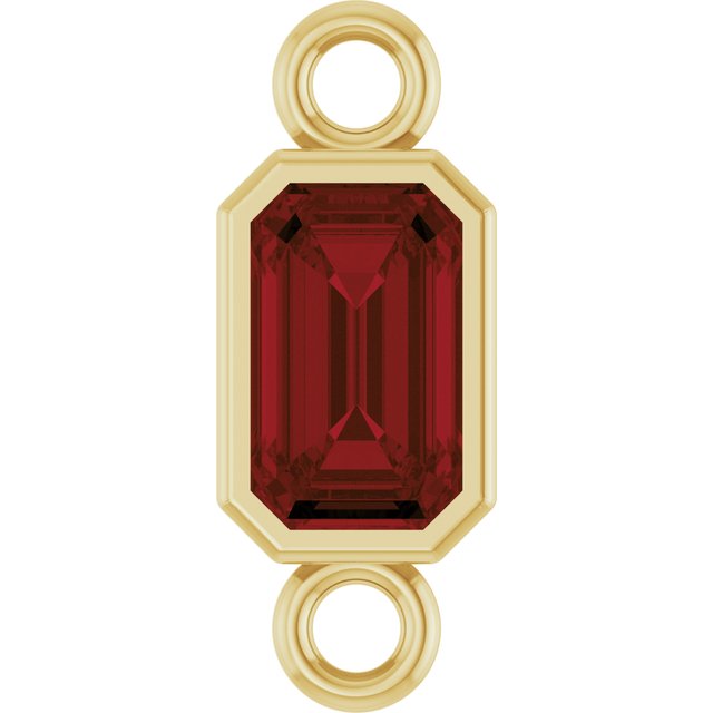 Natural Mozambique Garnet Bezel-Set Link, 4.17 mm x 10.61 mm