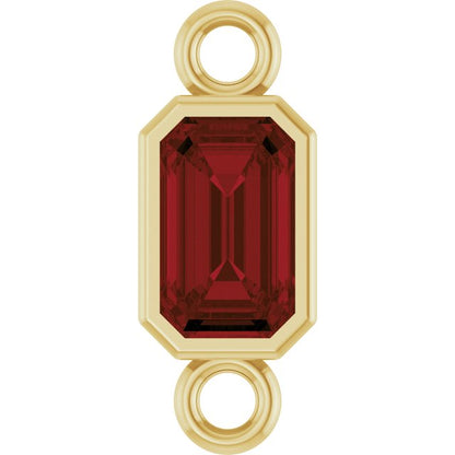 Natural Mozambique Garnet Bezel-Set Link, 4.17 mm x 10.61 mm