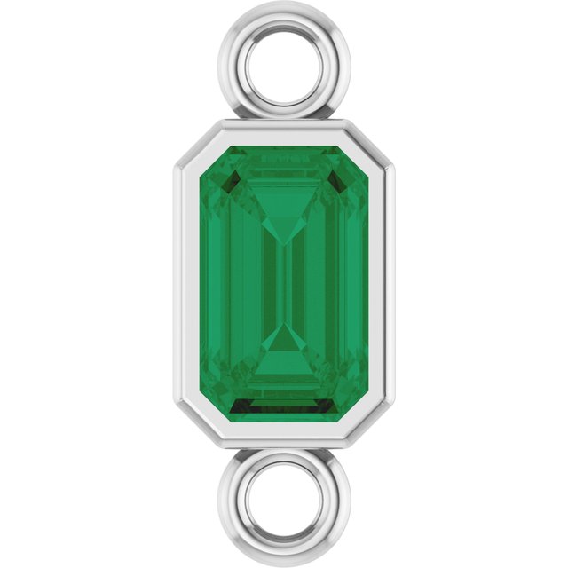 Natural Emerald Bezel-Set Link, 4.17 mm x 10.61 mm