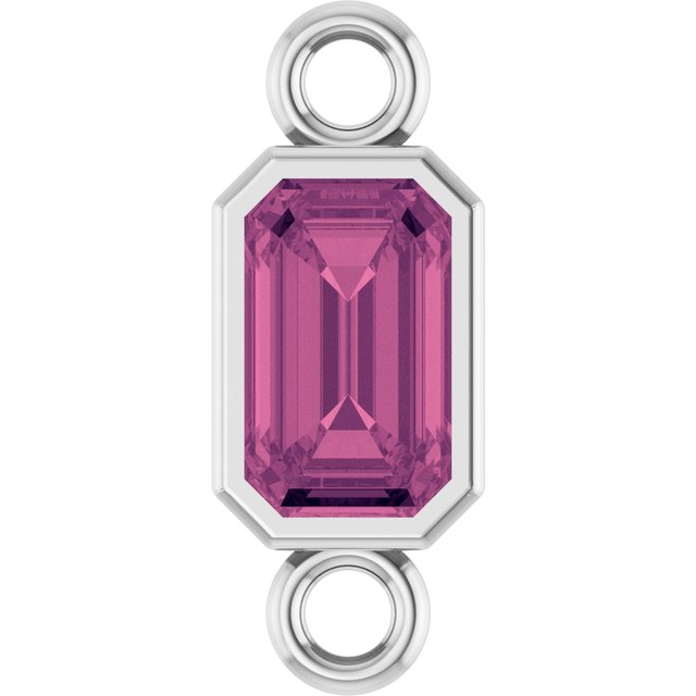 Natural Pink Tourmaline Bezel-Set Link, 4.17 mm x 10.61 mm