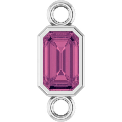 Natural Pink Tourmaline Bezel-Set Link, 4.17 mm x 10.61 mm
