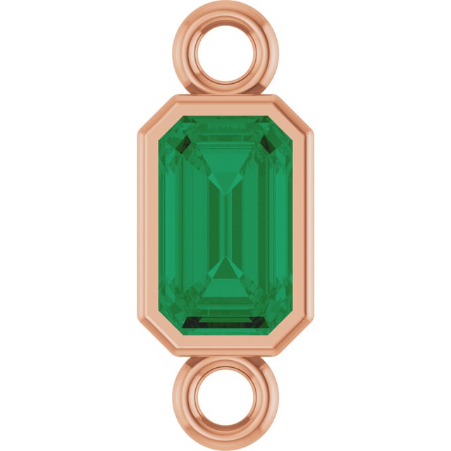 Lab-Grown Emerald Bezel-Set Link, 4.17 mm x 10.61 mm