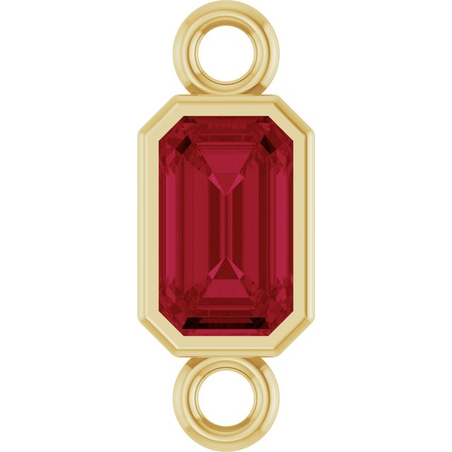 Lab-Grown Ruby Bezel-Set Link, 4.17 mm x 10.61 mm
