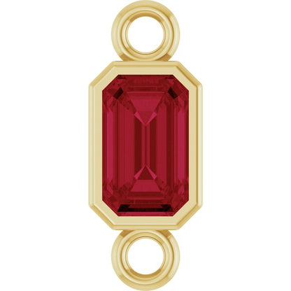 Lab-Grown Ruby Bezel-Set Link, 4.17 mm x 10.61 mm