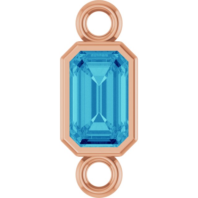 Natural Blue Zircon Bezel-Set Link, 4.17 mm x 10.61 mm