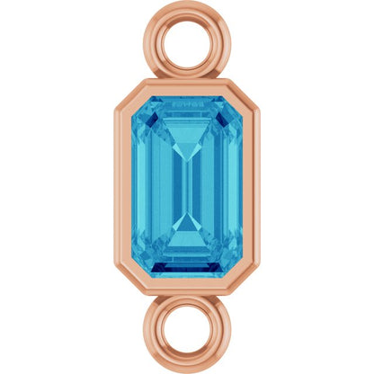 Natural Blue Zircon Bezel-Set Link, 4.17 mm x 10.61 mm
